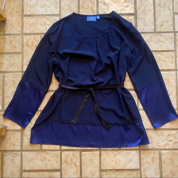 Simply Vera Vera Wang Tops - Simply Vera Wang Satin Tie Waist Blouse